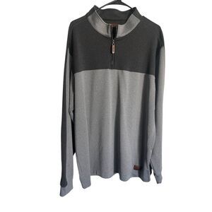 Hitachi Mens Gray Black Mock Neck Colorblock Long Sleeves Half Zip Sweater XL